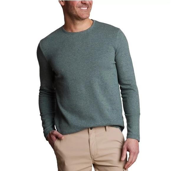English Laundry Men's Regular Fit Long Sleeve Crewneck Shirt, Green, Blue, Small - Picture 6 of 17